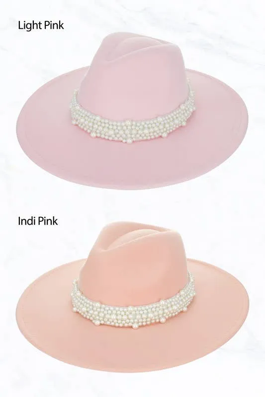 Big Brim Peach Heart Top Jazz Pearl Hat