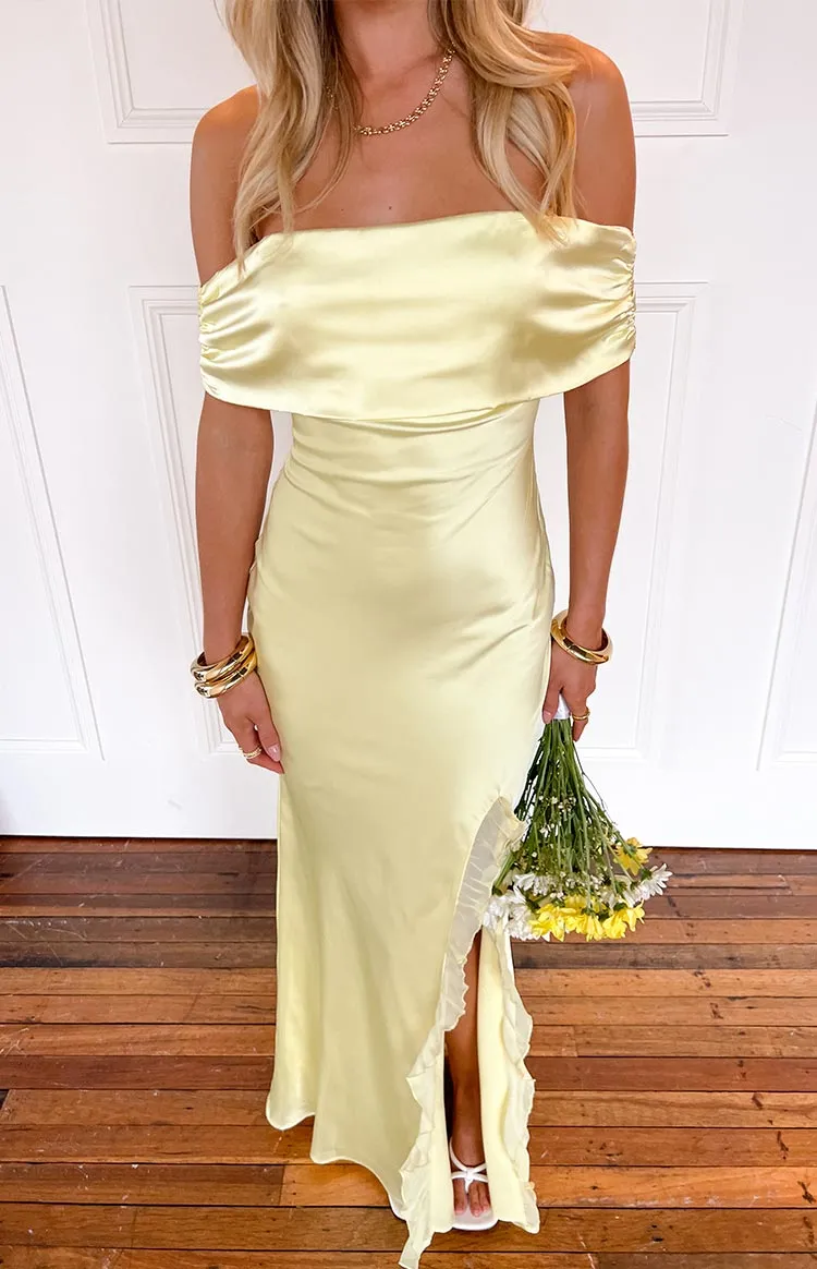 Satin Off Shoulder Off Maxi Dress