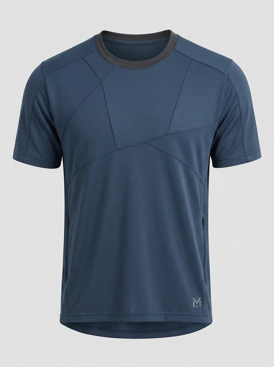 Men's Athletic Geometric Panel Breathable Printed T-shirt