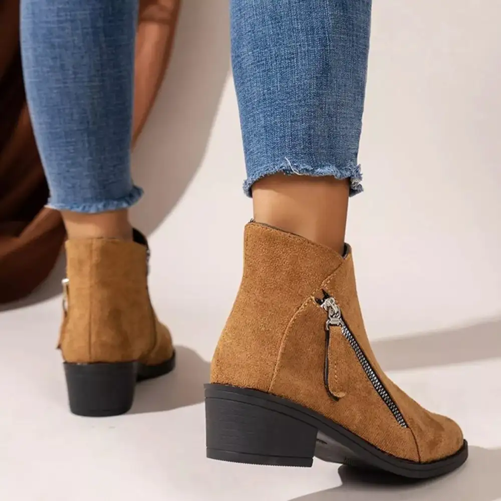 Sleek Pointed Toe Block Heel Boots