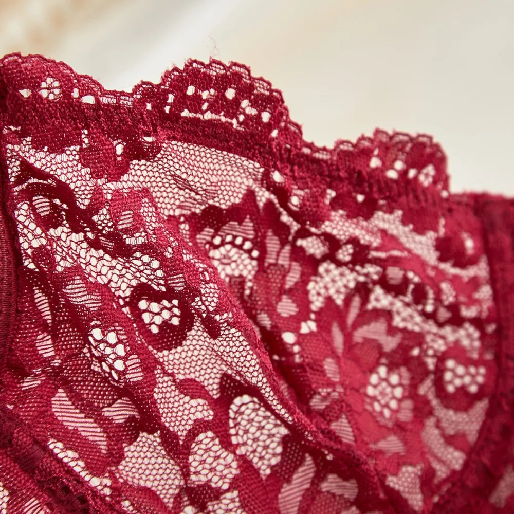 Sheer Lace Suspender Bra And Panty Set