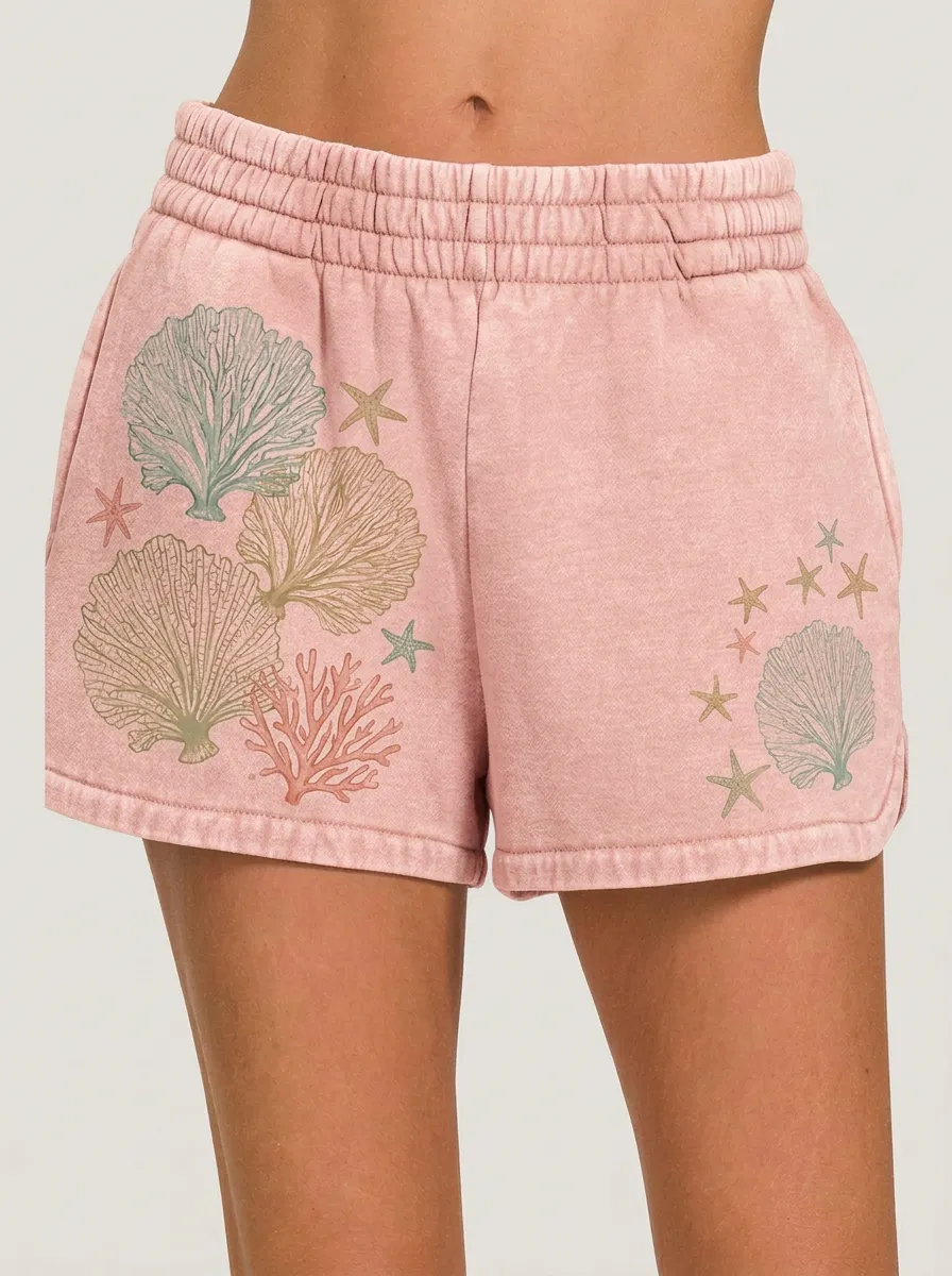 Women's Beach Lover Seashell Starfish Printed Shorts