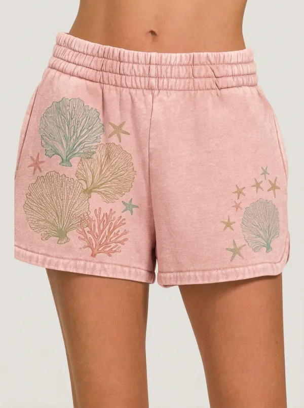 Women's Beach Lover Seashell Starfish Printed Shorts