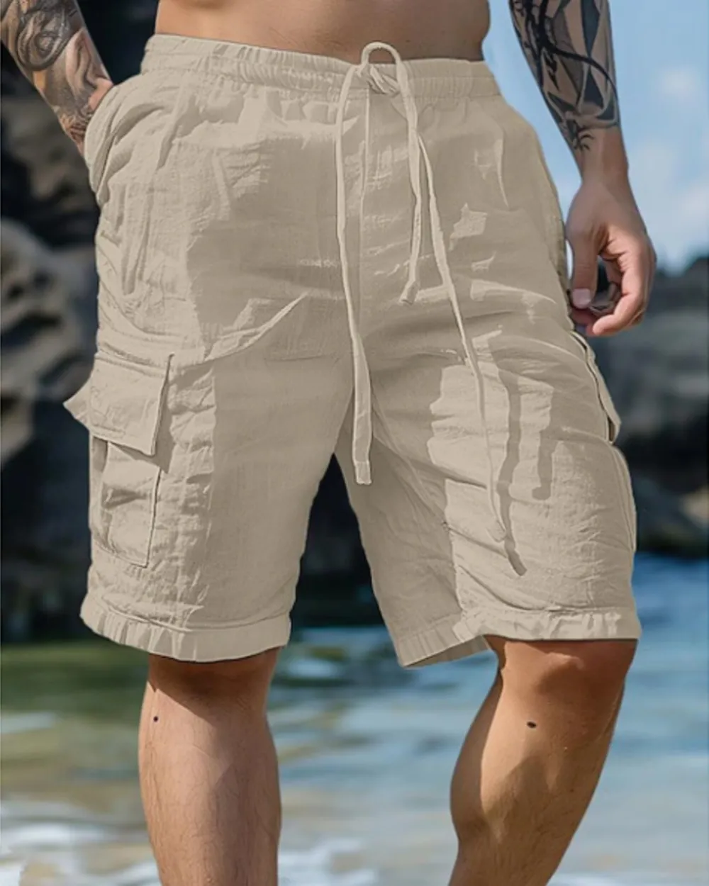 Cotton Linen Utility Shorts