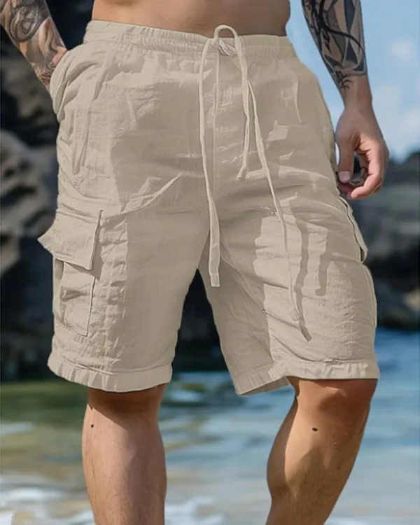 Cotton Linen Utility Shorts