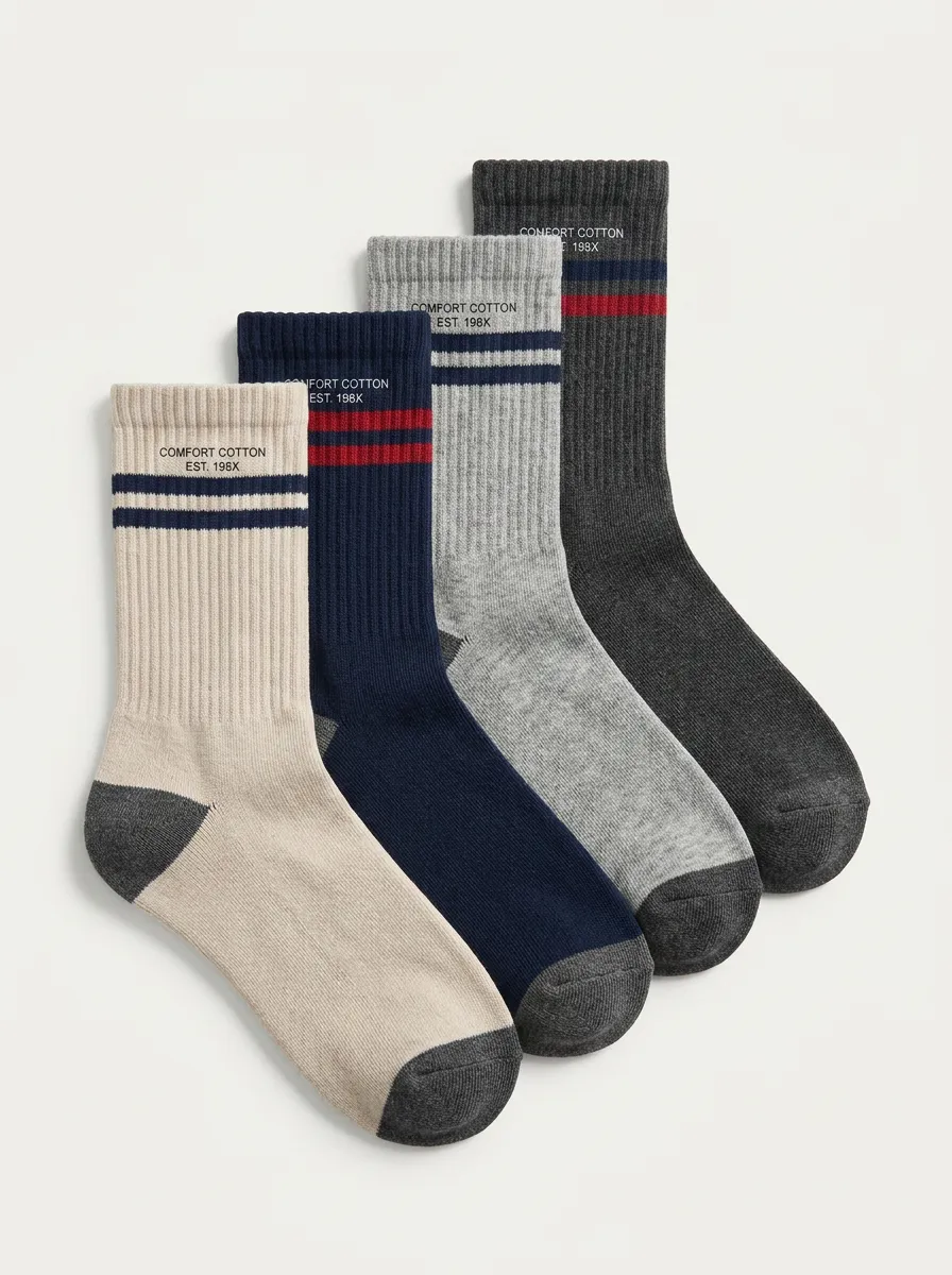 Unisex Modern-Print Four Pair Socks