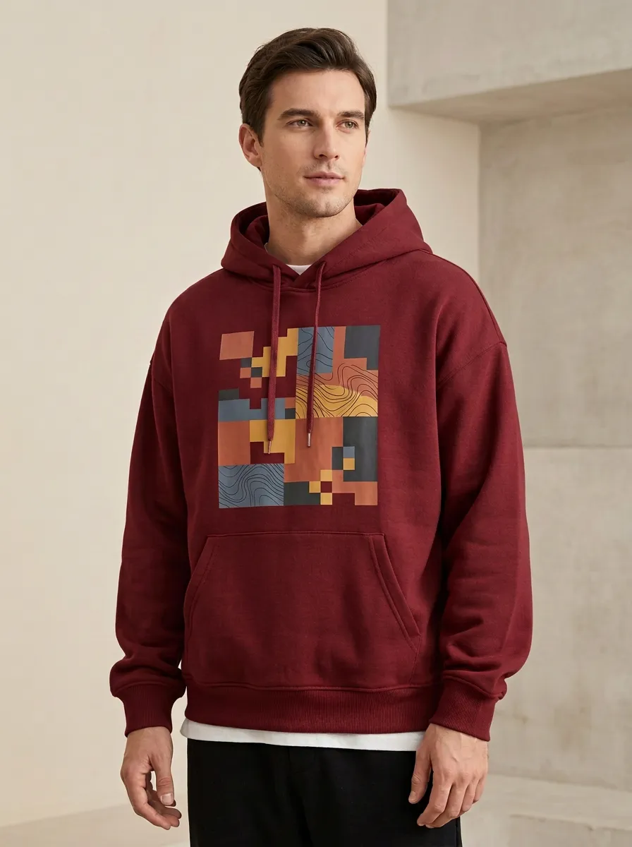 Unisex Interlocking Shapes Linework Hoodie