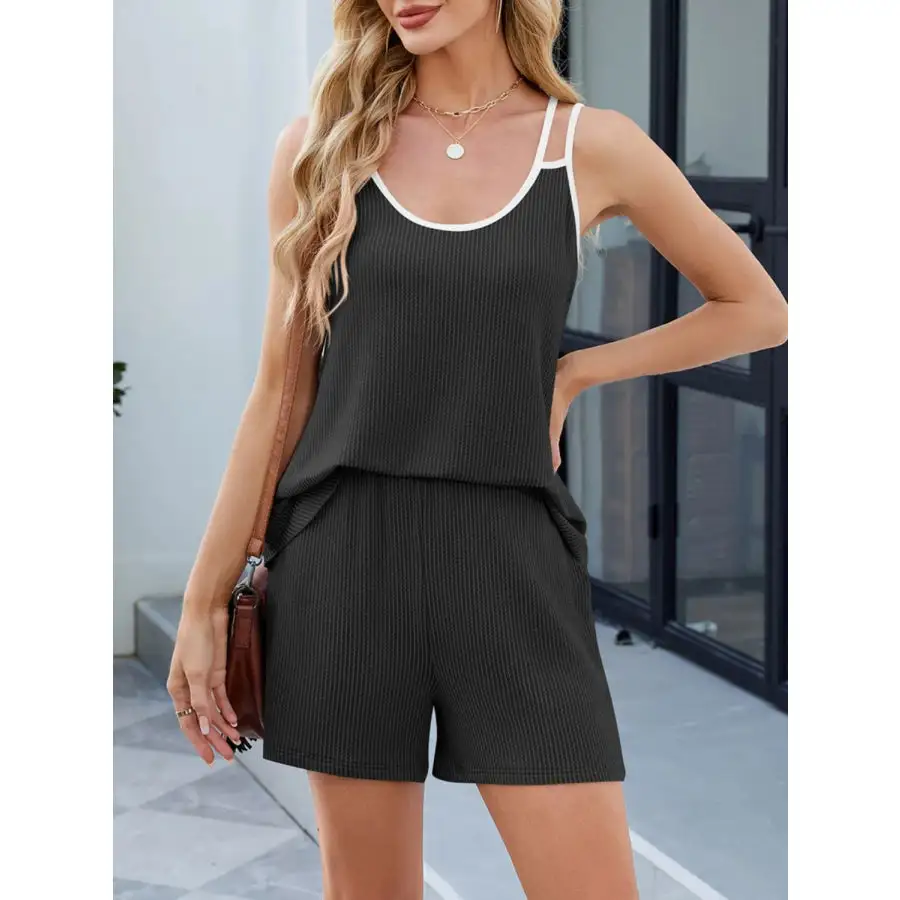 Double Spaghetti Strap Cami and Shorts Set
