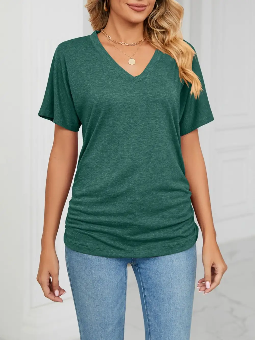 Polished V-Neck Short-Sleeve T-Shirt