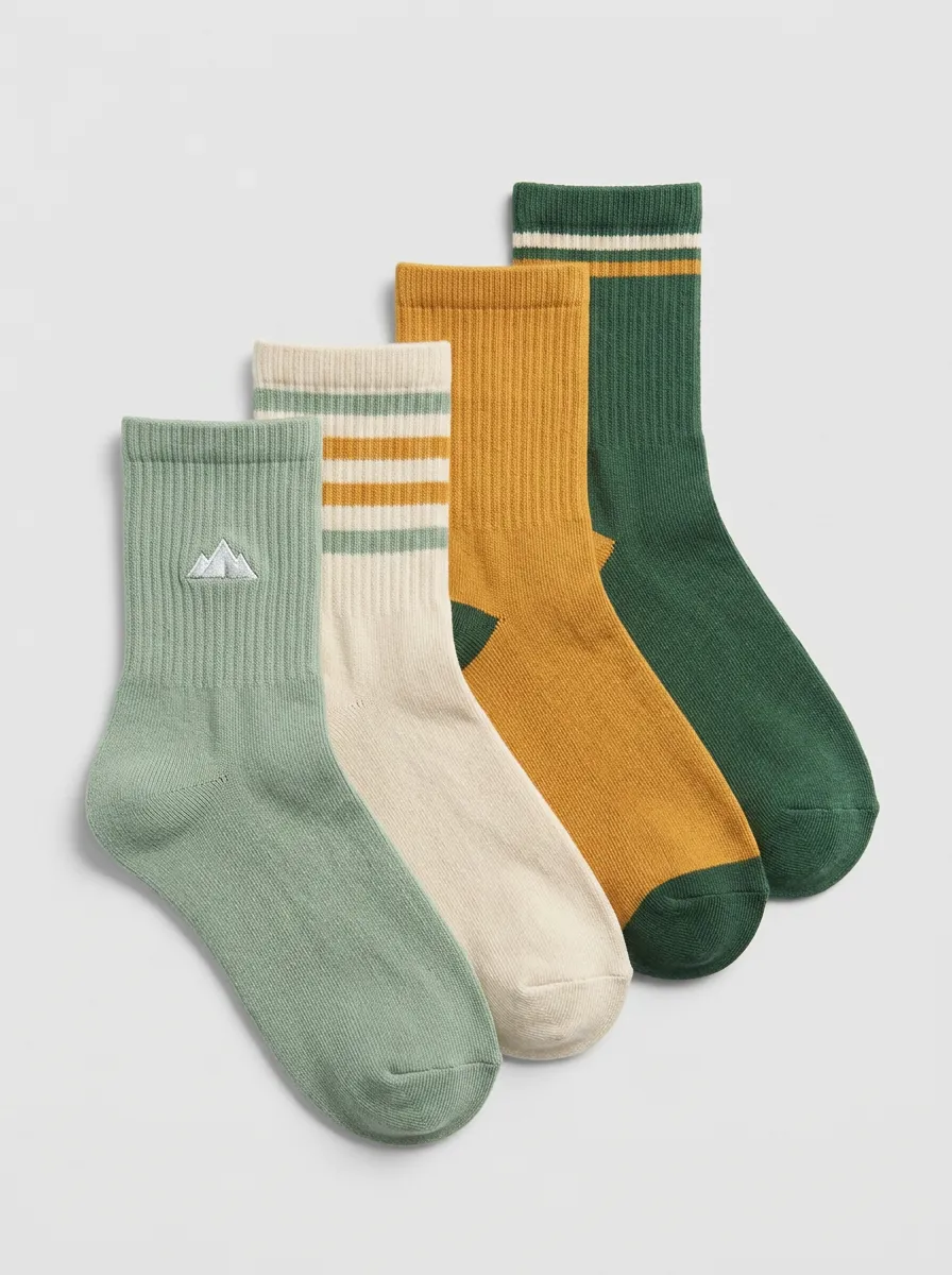 Mountain Striped Nature Men's Four-Pair Long Socks