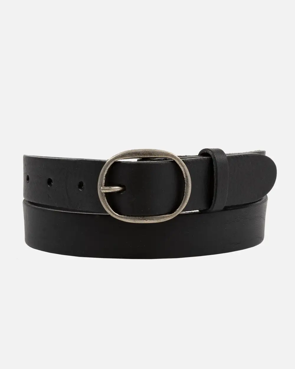 Classic Oval Buckle Leather Waist Belt