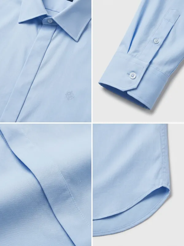 Men's Business Casual Non-Iron Cotton Light Blue Dress Shirt