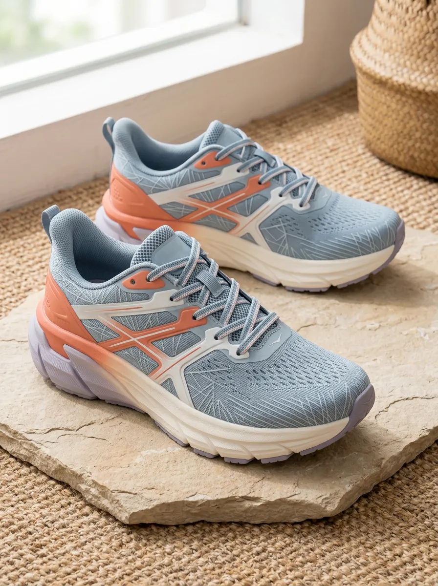 Women's Stride Peach Geometric Pattern Printed Running Shoes Sneakers