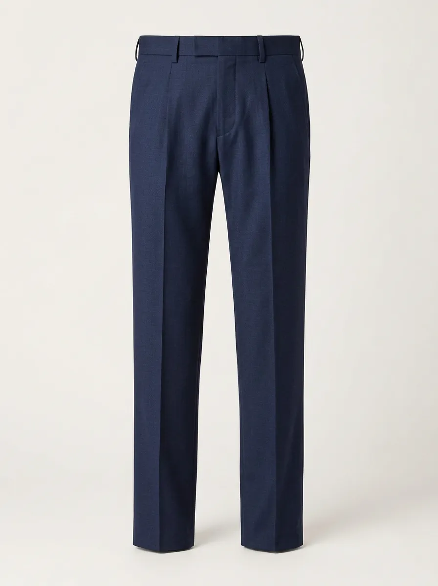 Men's Classic Business Navy Blue Pleated Trousers