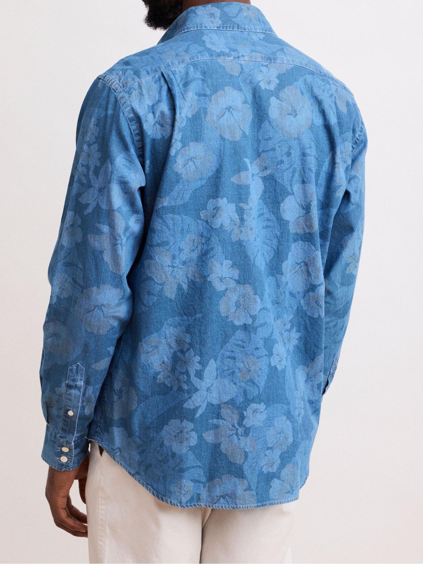 Soft And Comfortable Simple Indigo Blue Print Shirt