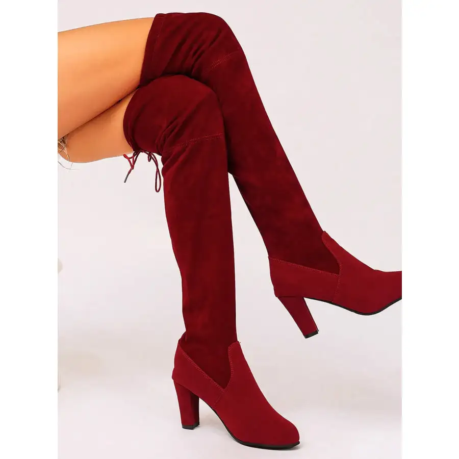 Suede Over the Knee High Heel Boots