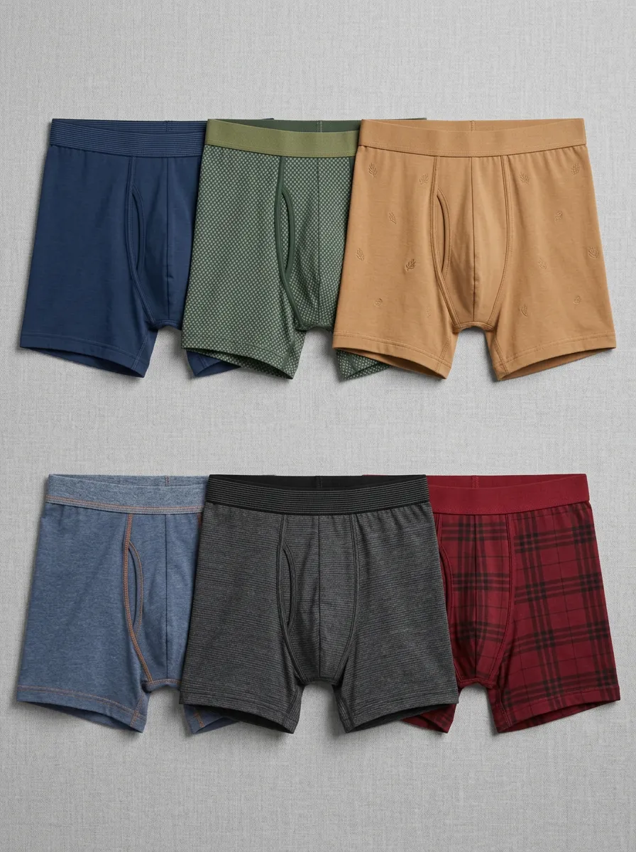 Men's Multi-Pattern Assorted Plaid Geometric Printed Boxer Briefs 6-Pack