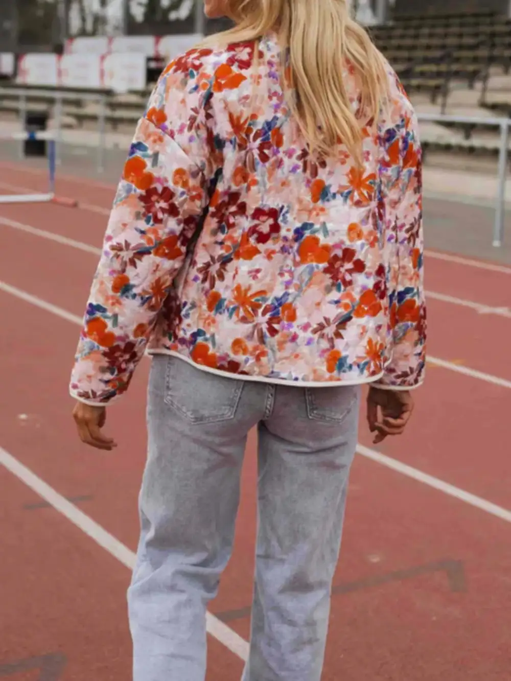 Floral Print Quilted Lightweight Outerwear