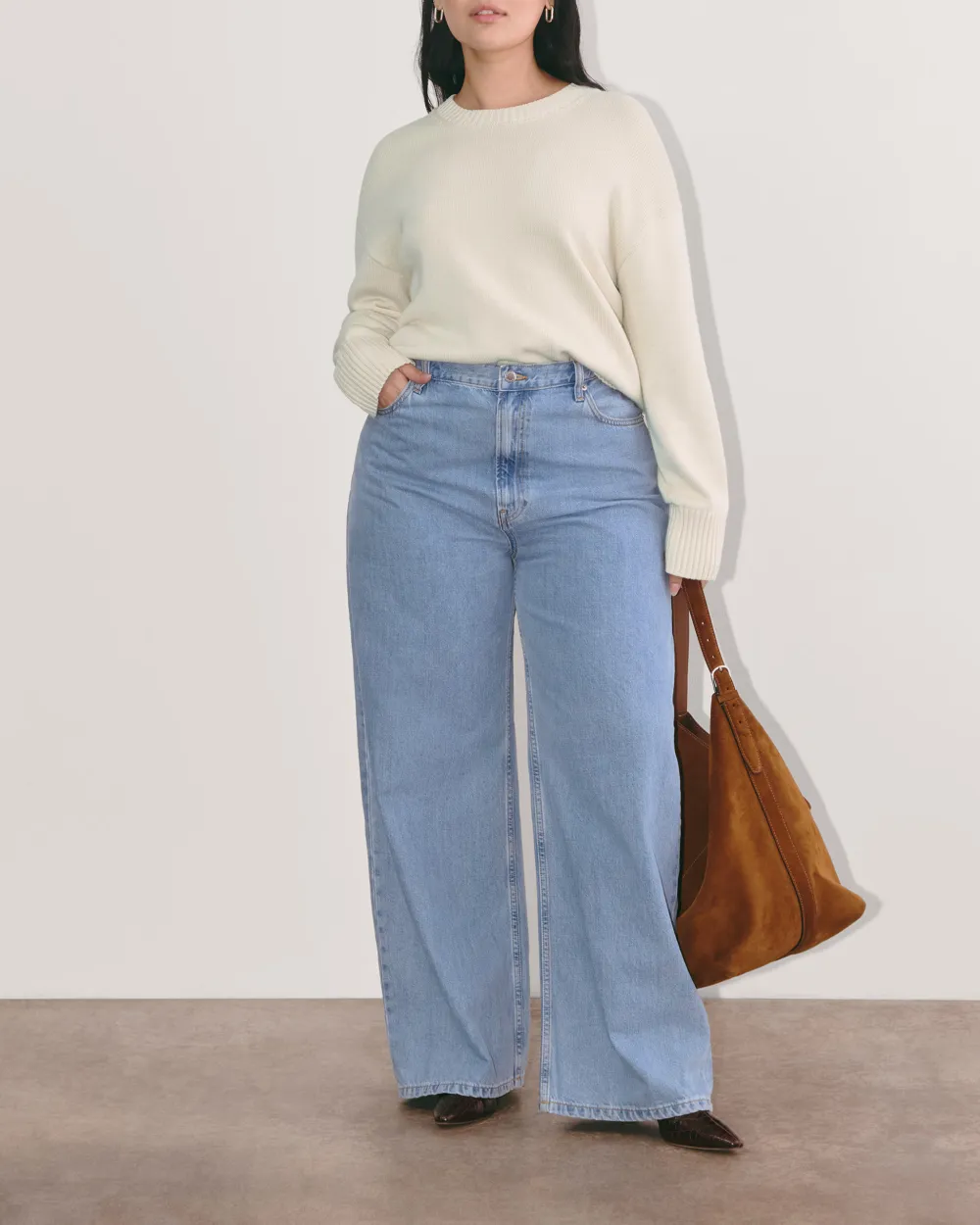 White Boxy Sweater in Everyday Cotton