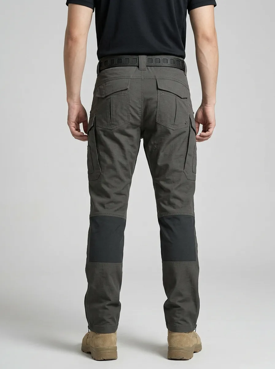 Men's Tactical Zip-Utility-Pocket Cargo-Pocket Contrast-Panel Zip-Hem Cargo Pants