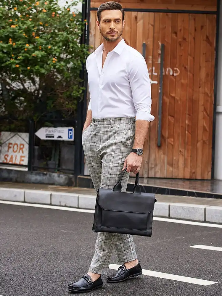 Casual Plaid Suit Pants