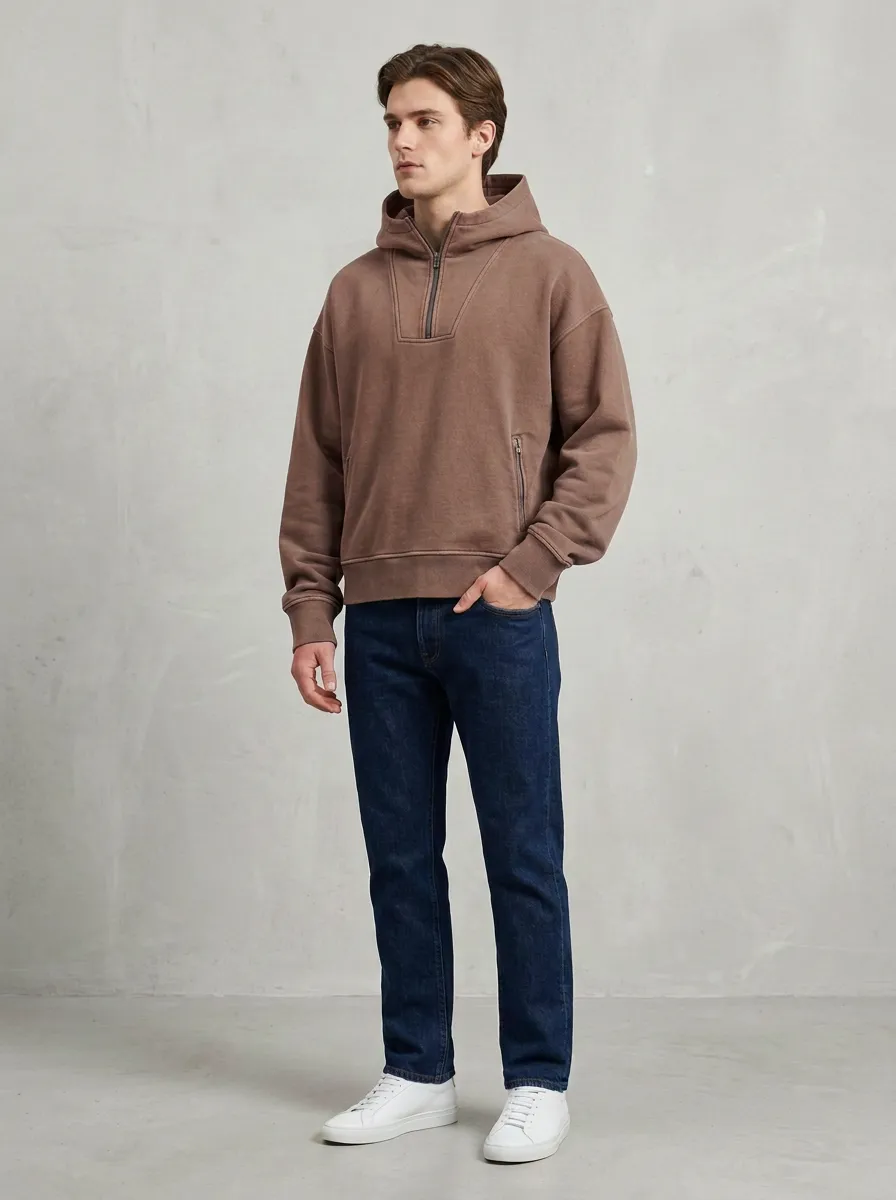 Simple Casual Quarter Zip Unisex Everyday Hoodie