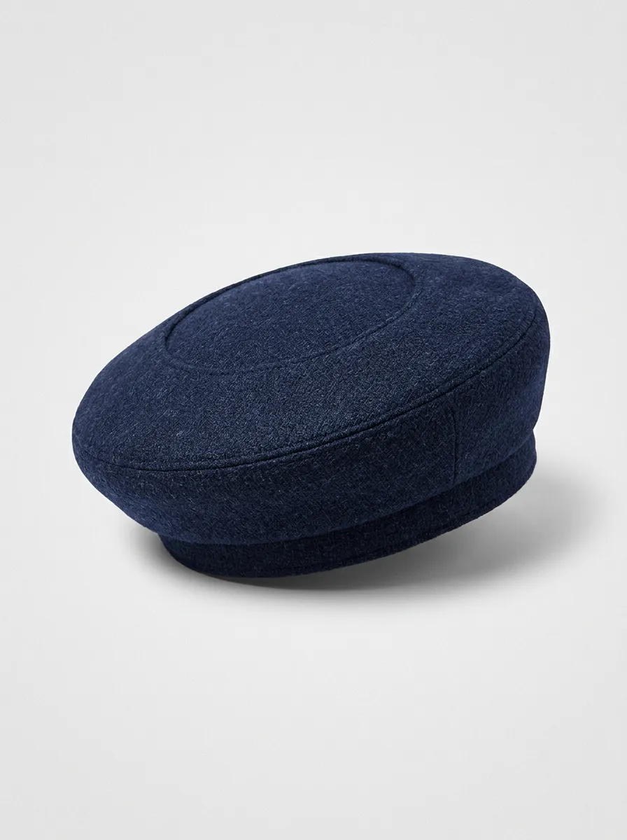 Unisex Minimalist Navy Blue Patterned Beret