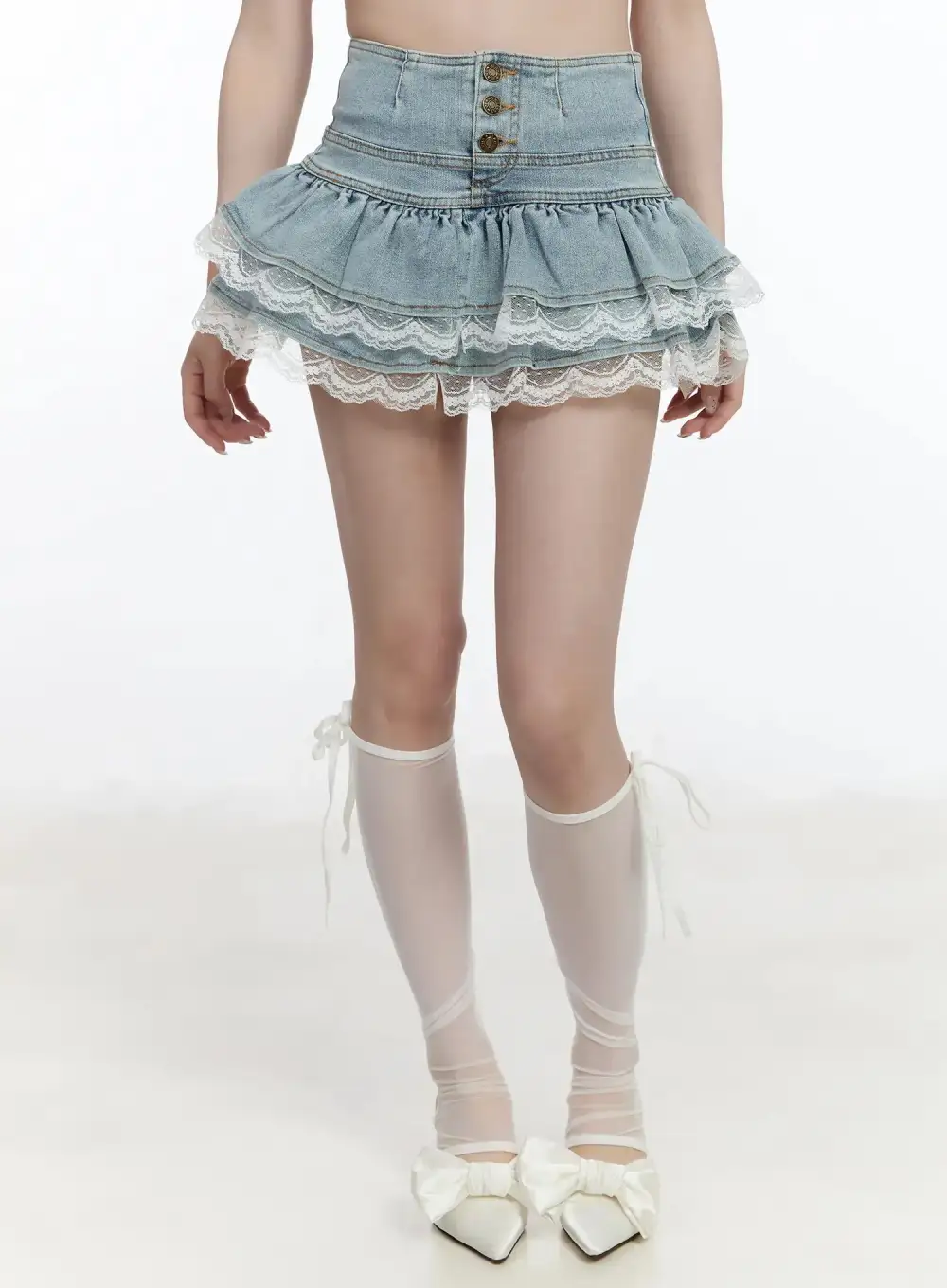 Ruffle Denim Mini Skirt