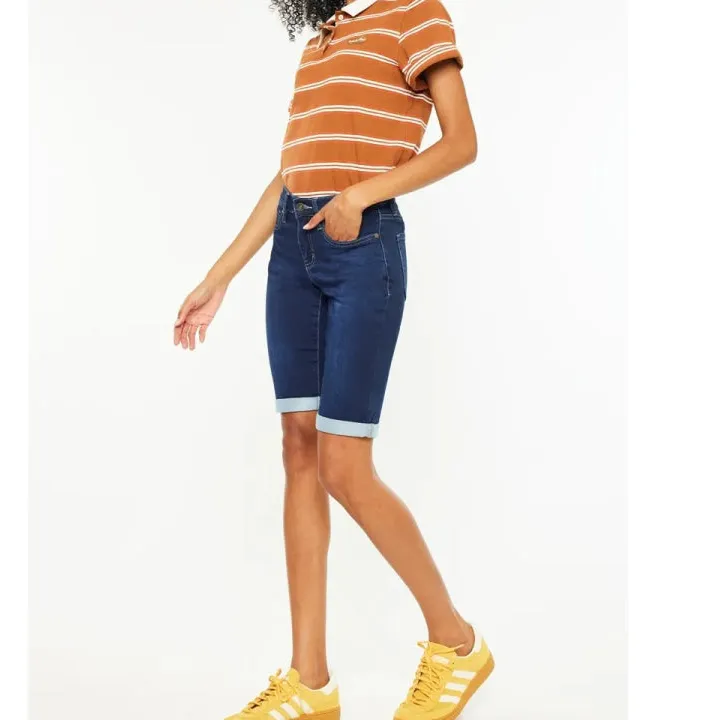 Mid Rise Bermuda Denim Shorts