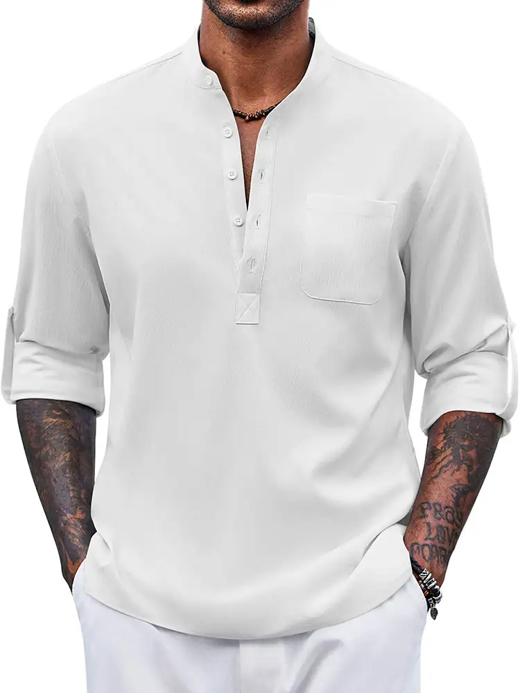 Casual Summer Vacation Henley Shirt