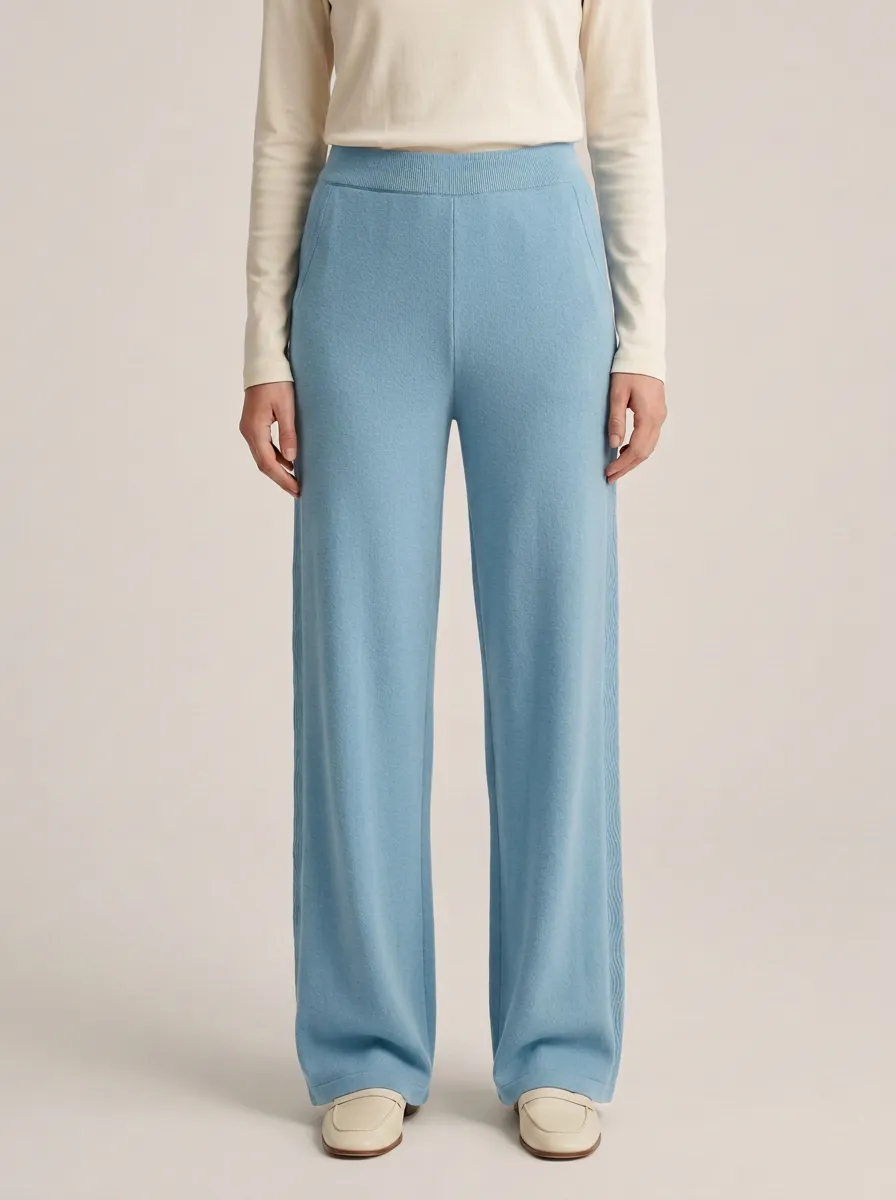 Knitted High Rise Wide Leg Pants