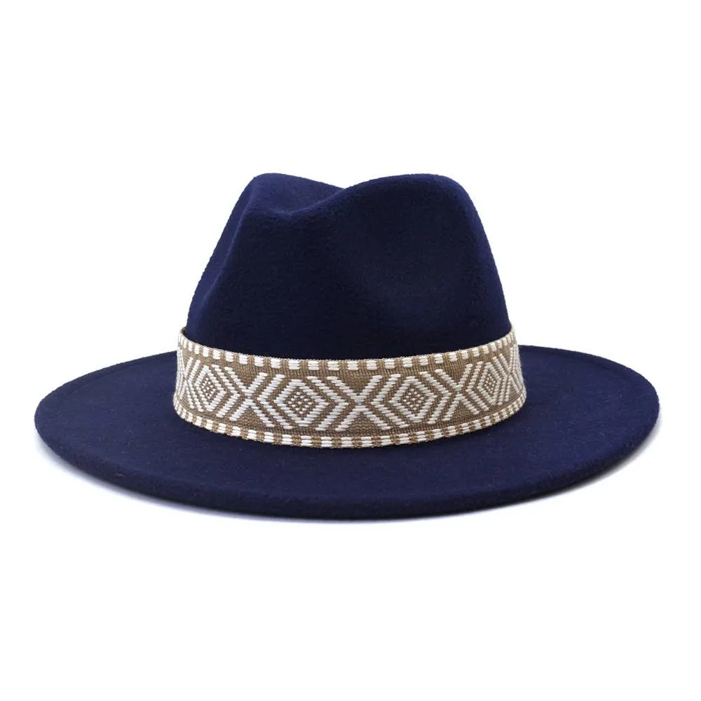 Belt Retro Flat Fedora Hat