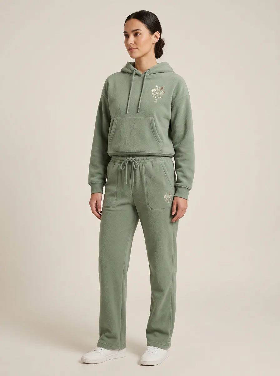 Women's Embroidered Hoodie And Jogger Set