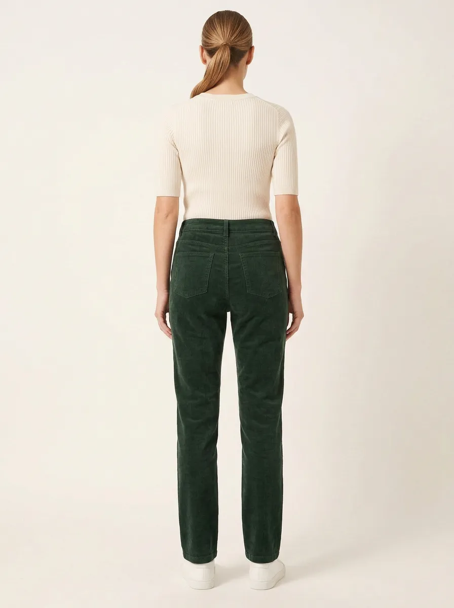 Women's Mid-Rise Center-Seam Five-Pocket Corduroy Pants