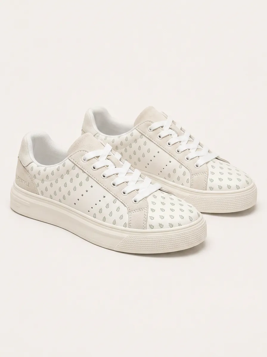 Men's Minimalist Leaf Pattern Star Patterned Skate Shoes