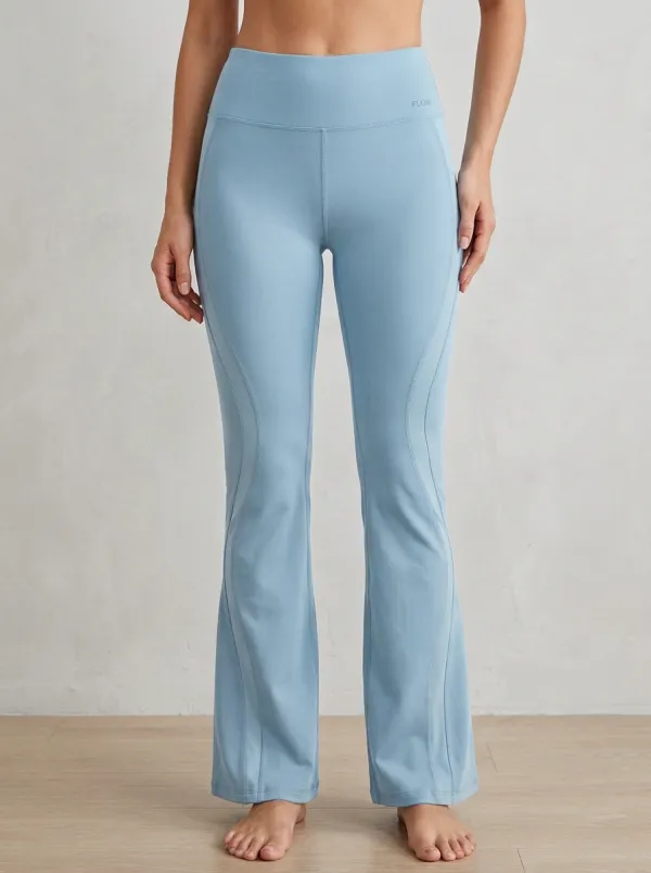Women’s Yoga Mid-Rise Grey Paneled Mini Flare Yoga Pants
