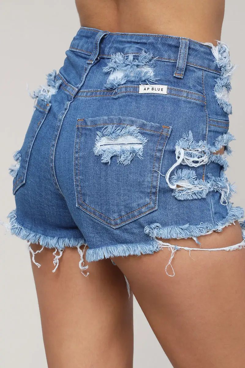 High-Rise Skinny Denim Cargo Shorts