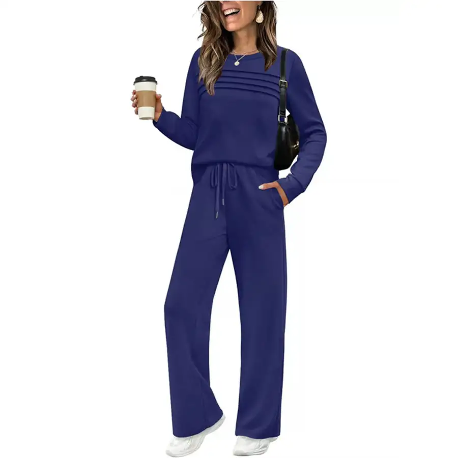 Full Size Casual Long Sleeve Top and Pants Set Plus Size