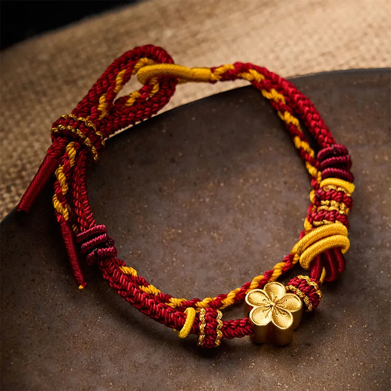 Flower Braided Rope Knot Double Wrap Adjustable Bracelet