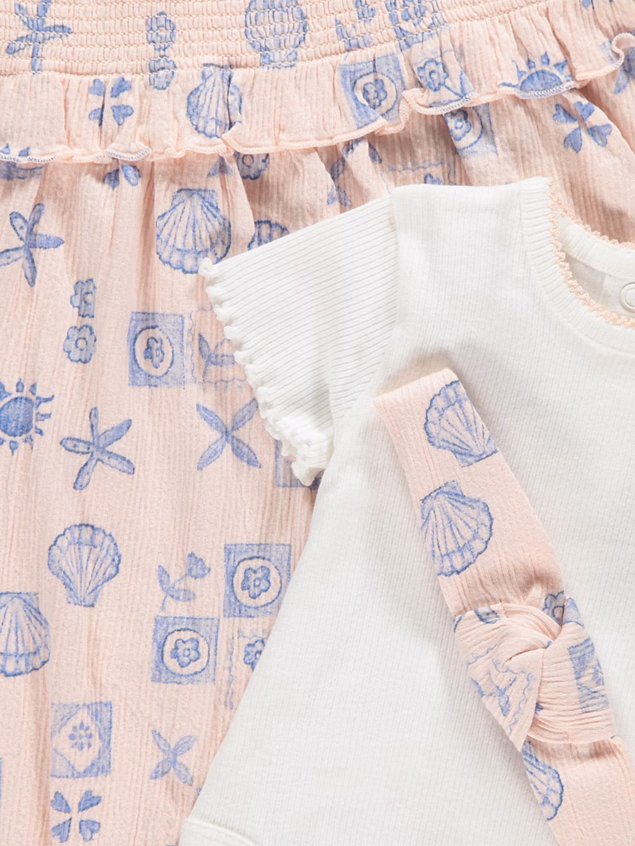 Pink Shell Dungaree All In One and Headband Set detail 1