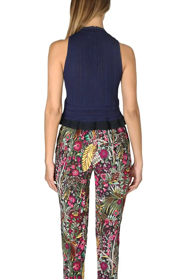 Lace Cropped Zip Tank Top