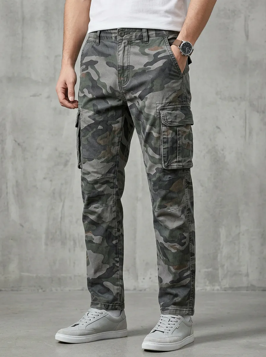 Tactical- Camouflage Military-Inspired Camouflage Cargo Pants