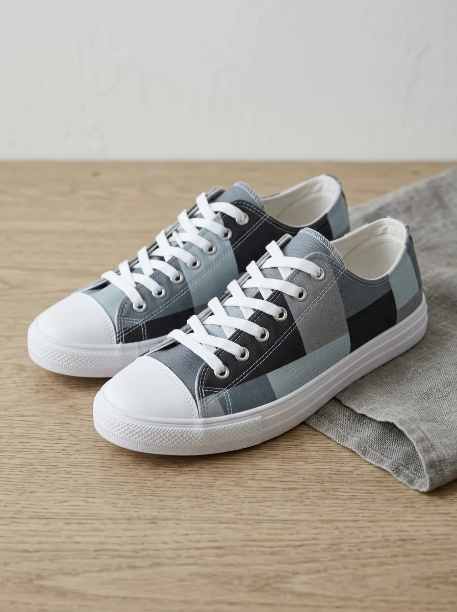 Men's Classic Plaid Pattern Patterned Canvas Shoes