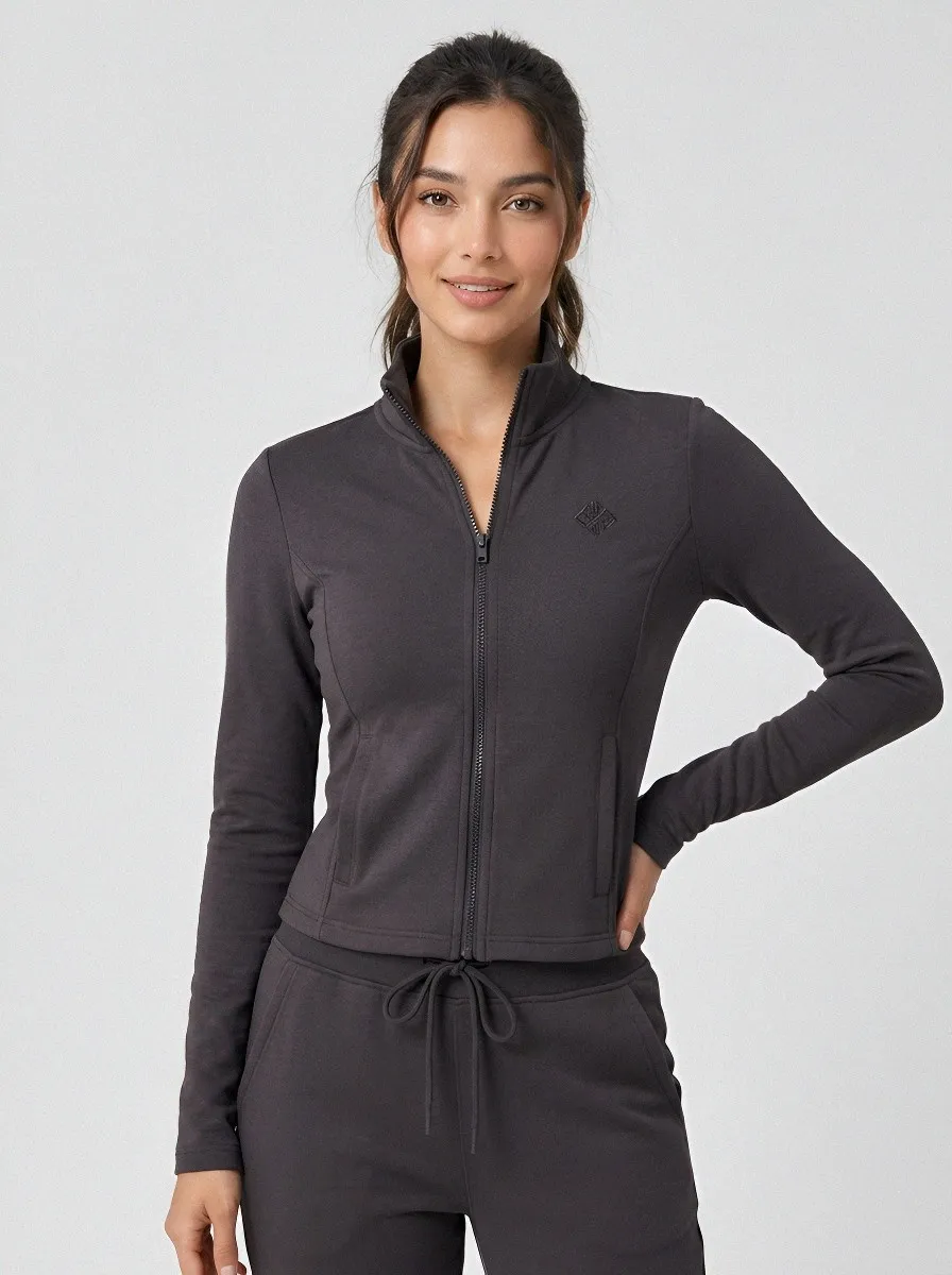 Women's Dusty Pink Activewear Zip-Up Jacket Jogger Set