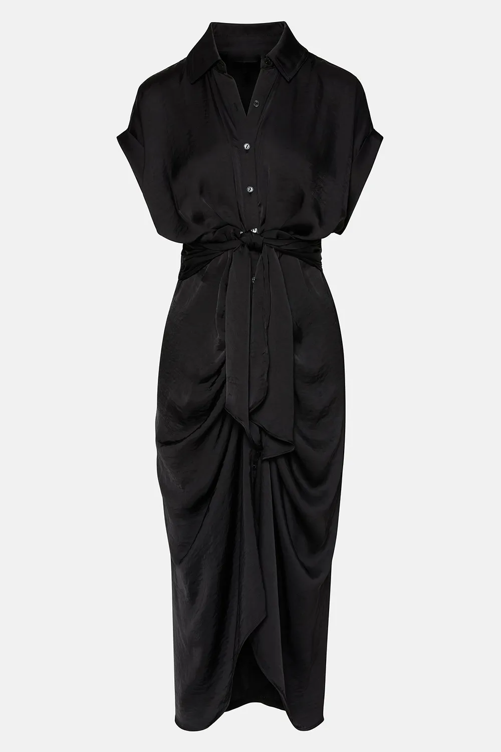 ROLLED COLLAR DRESS RED