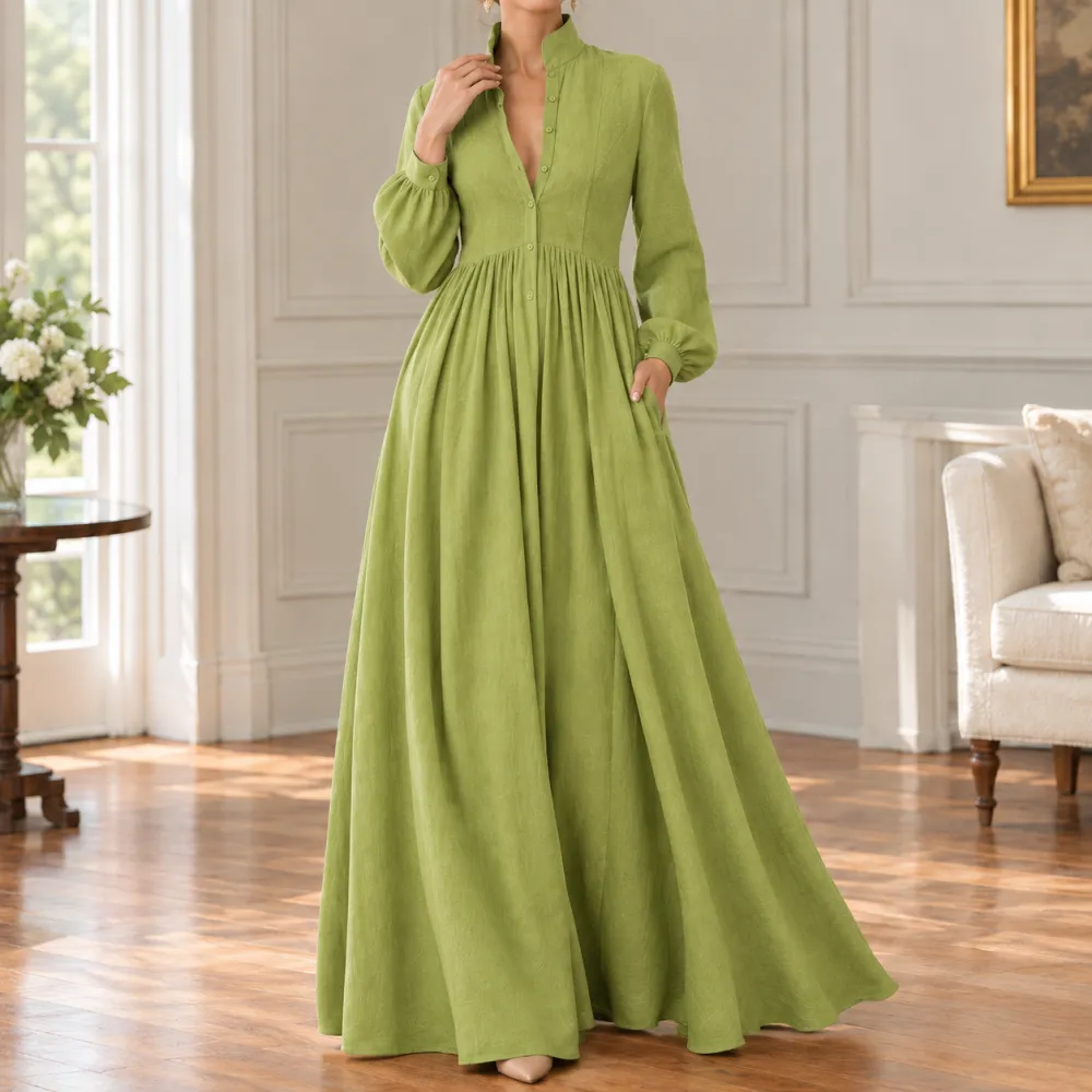 Contemporary Refined Women's Pleated Maxi Dress