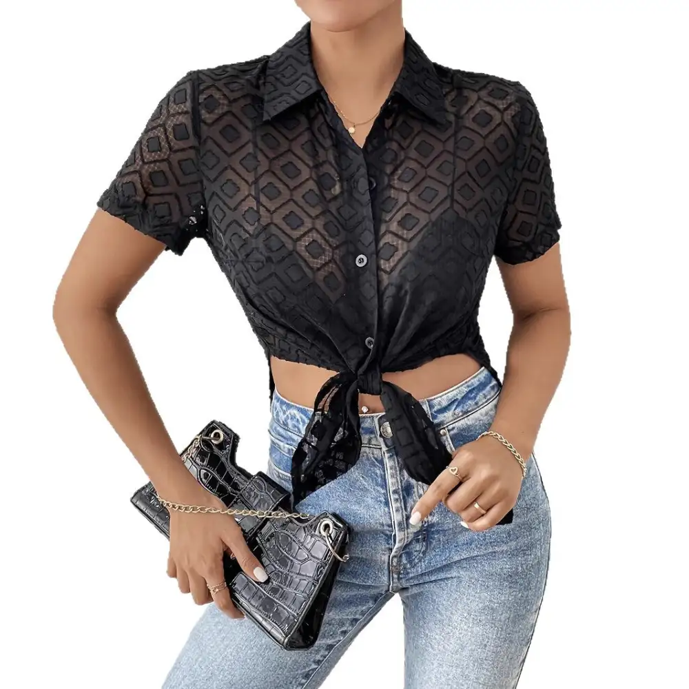 Effortless Mesh Tailored Blouse