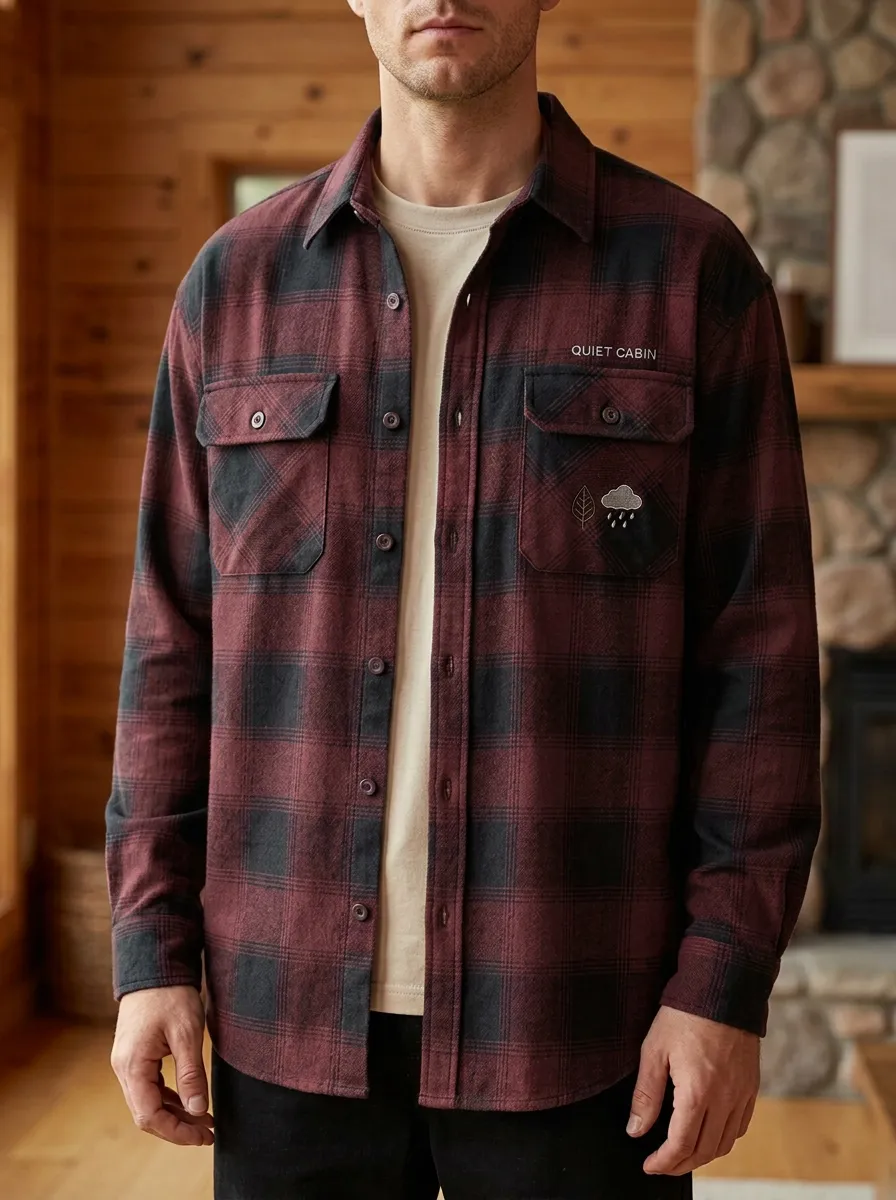 Forest Cloud Plaid Button Front Shirt