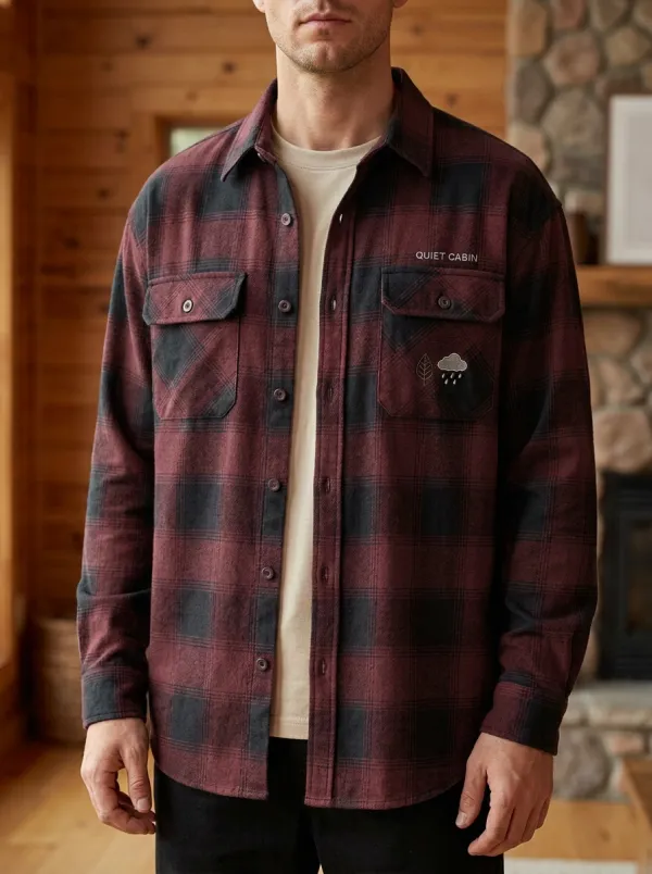 Forest Cloud Plaid Button Front Shirt