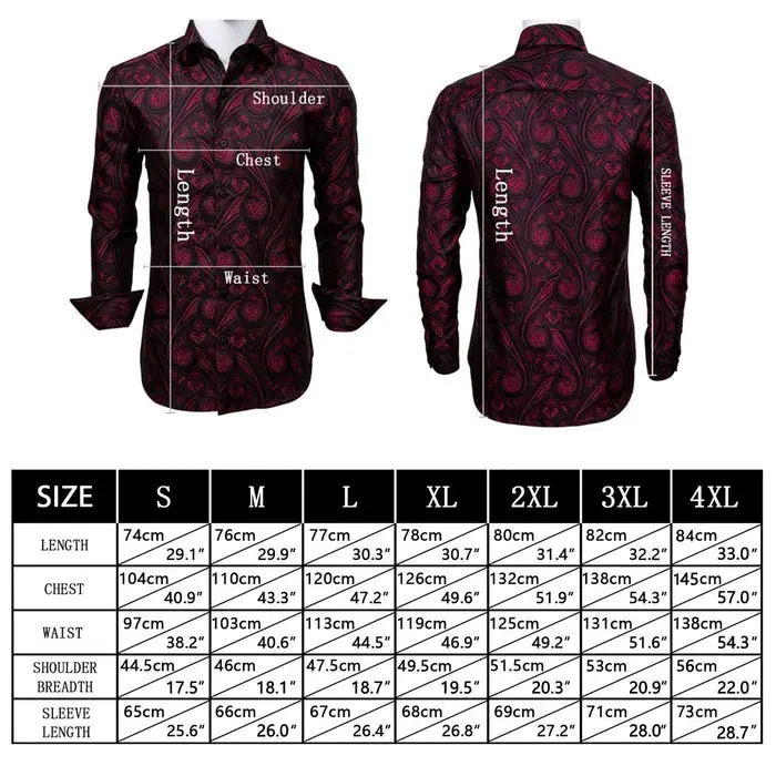 Casual Paisley Long Sleeve Silk Dress Shirt